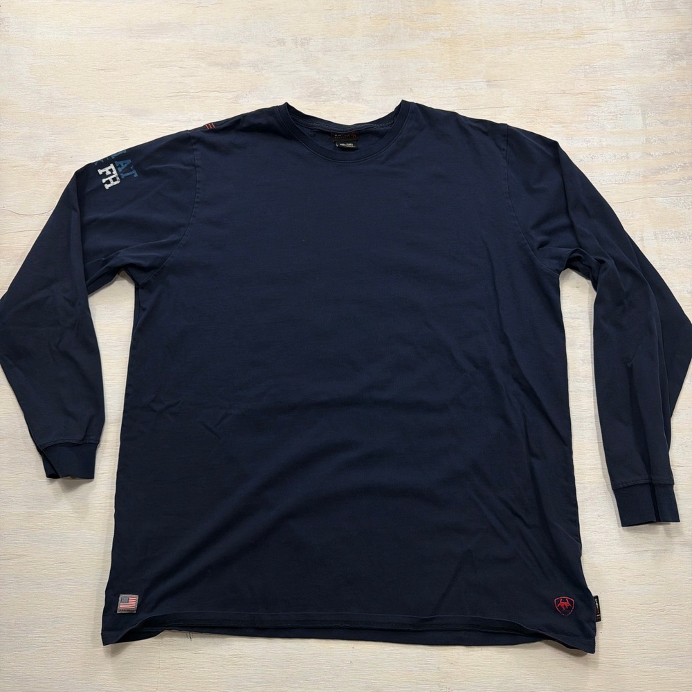 Ariat FR T-Shirt Flame Resistant American Flag Graphic Navy Blue Mens XXL-Tall